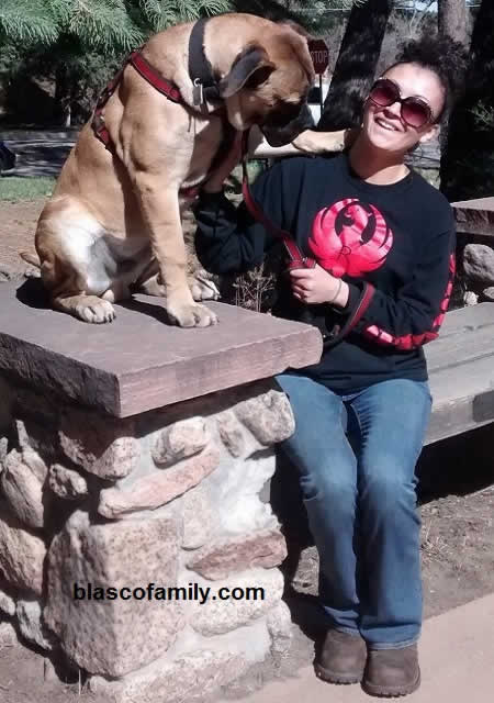 Maria Blair with her bandogge / bandog Uno